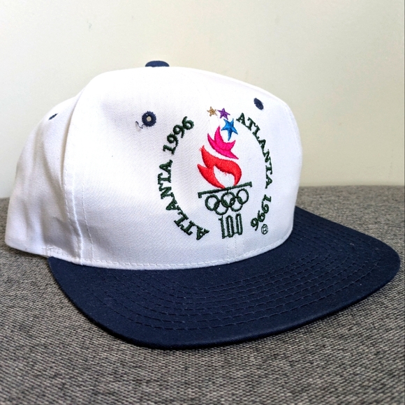 STARTER Other - Starter 1996 Atlanta Olympics White Navy Blue Vintage Snapback Hat Cap